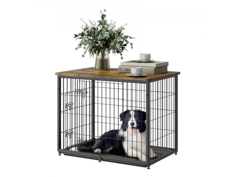 Picture of Vevor ZWJJSG33INCH27JWVV0 33 in. Heavy Duty Dog Crate Furniture Indoor Wooden Kennel with Tray - Brown