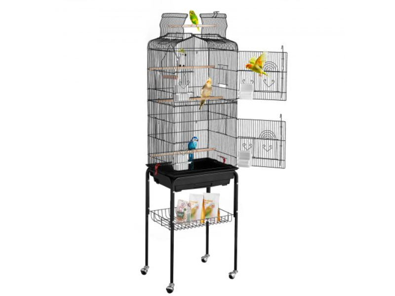 Picture of Vevor ZMSDXNLL18W1DWI2NV0 62 in. Rolling Metal Parakeet Bird Cage for Cockatiels Parrot - Large - Black