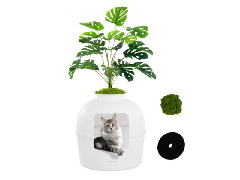 Picture of Vevor HPPT2020INCH1ECD8V0 Odor Free Hidden Cat Litter Box with Artificial Plant