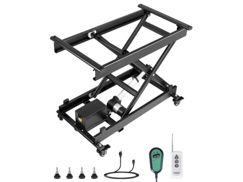 DDJSSJPT350LBSAZ9V1 28 in. Single Scissor Electric Lifting Platform - 330 lbs, 4 Wheel - Black