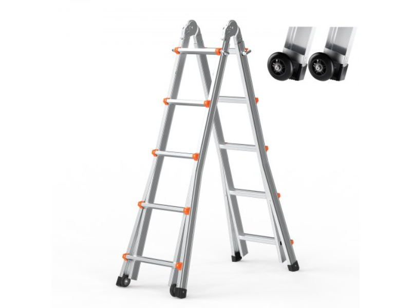 DGNAZXYST58MAC1AWV0 19 ft. Extension Multi-Function Telescoping Ladder A Frame for Homework