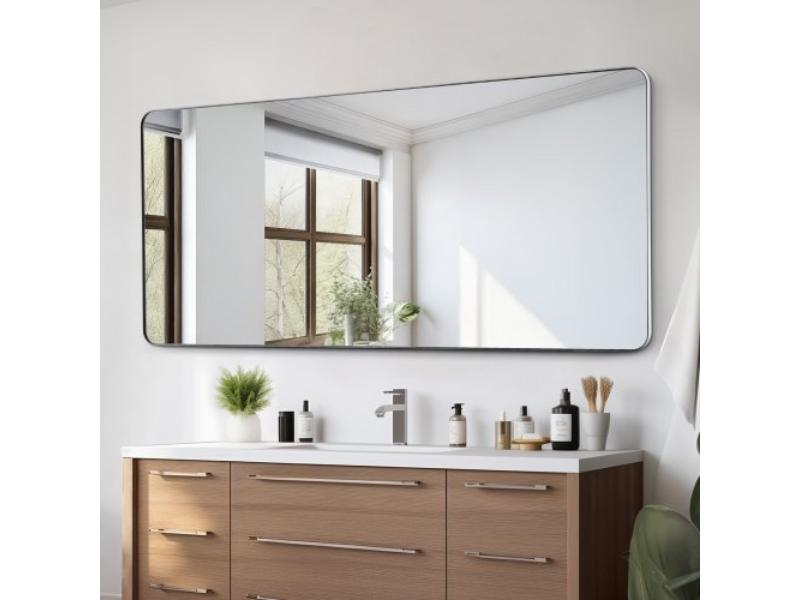 JXJ3272INCHBFOWFCV0 32 x 72 in. Square Wall Mounted Mirror with Aluminum Alloy Frame