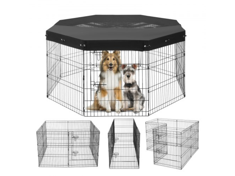 Picture of Vevor XSYDCWWLXTSD7LDFIV0 30 in. H 8 Panels Foldable Metal Dog Exercise Pen with Top Cover
