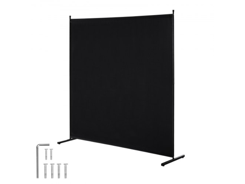 BLFWFGQDMB71UFFM0V0 6 ft. Single Panel Freestanding Partition Divider for Room Separation, Black