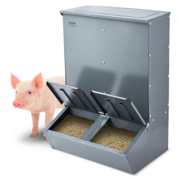 Picture of VEVOR SCWSQLMZWSQ2L3DL0V0 3.7 Bushel Metal Double Door Hog & Pig Feeder Feeding up to 8 Hogs