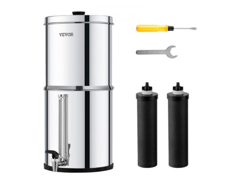 Picture of Vevor ZLLSQ225GALHH9R8ZV0 2.25G 2 Gravity Fed Water Filter Countertop System - Stainless Steel