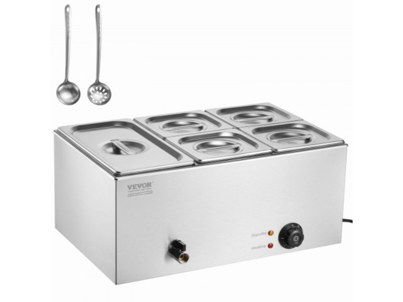 Picture of Vevor SYSPBWQPTK11HFYAQV1 15.3 qt. Commercial Electric Food Warmer 5-Pan Countertop Buffet Bain Marie