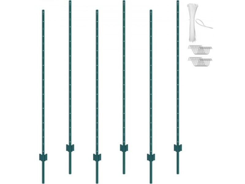 Picture of Vevor WLLZJSK6JZ6Y7M4FOV0 6 ft. T-Post Heavy Duty Metal Fence Posts&#44; Green - Pack of 6