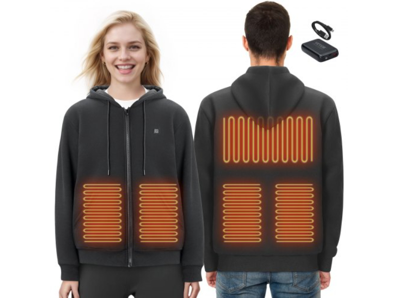 Picture of Vevor JRWYLLSHSDDCWF44UV9 Heated Hoodie Sweatshirt Zip Up with Battery for Men & Women&#44; Black - 3XL