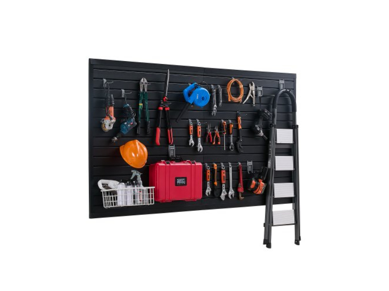 BTQBPVC32SQFH2S7MV0 8 x 4 ft. Paneling PVC Black Garage Slat Wall with Modular Design