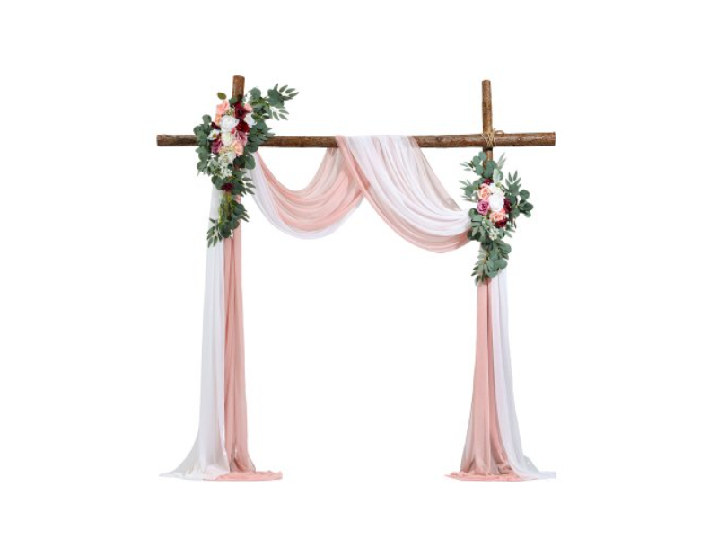 Picture of Vevor HLGMHTJ4JTFSPCKX4V0 21 ft. Draping Fabric Artificial Wedding Arch Flowers Kit&#44; Blush Pink & Ivory - Pack of 4