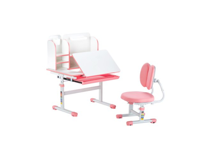 ETXXZYFHSDSJAB296V0 Height Adjustable Study Chair & Desk with Bookshelf & Drawer for Kids, Pink