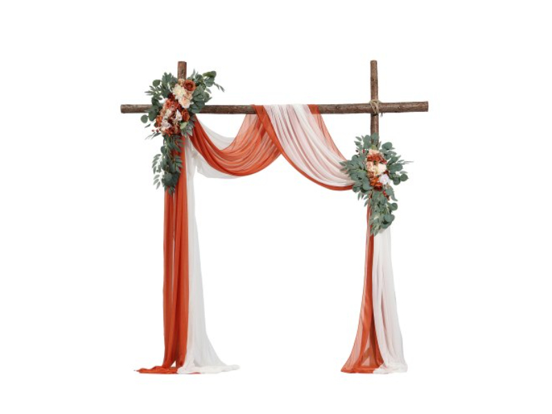 Picture of Vevor HLGMHTJ4JTCS7O0MFV0 21 ft. Draping Fabric Artificial Wedding Arch Flowers Kit&#44; Burnt Orange - Pack of 4