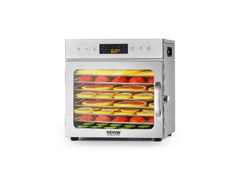 Picture of Vevor SGHGJ400W8CTHLWETV1 8 Trays Food Dehydrator Machine - Stainless Steel 400W Jerky Meat Fruit Drying