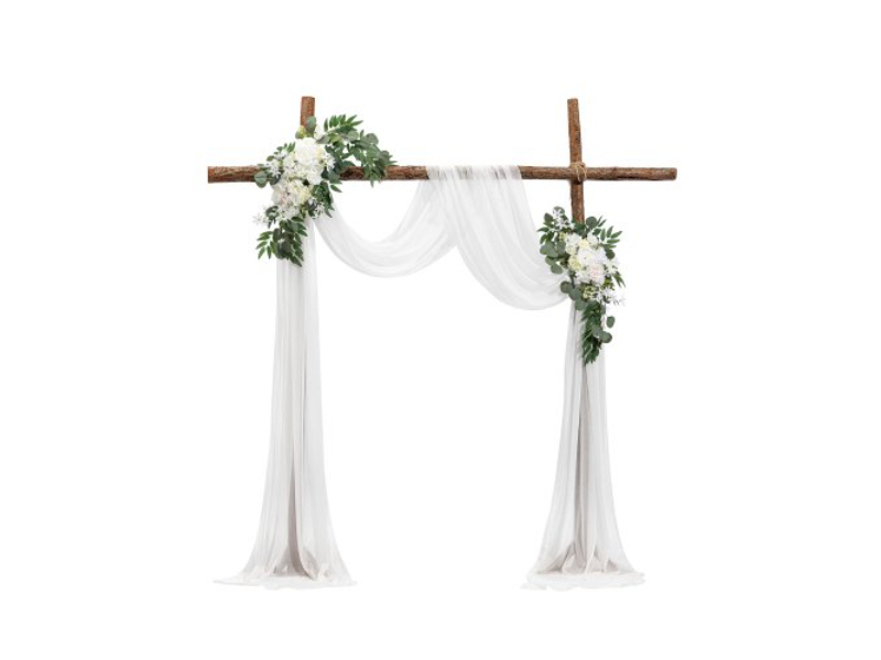 Picture of Vevor HLGMHTJ3JTBSM0INQV0 Artificial Wedding Arch Flowers Kit with 21 ft. Draping Fabric&#44; White - Pack of 3