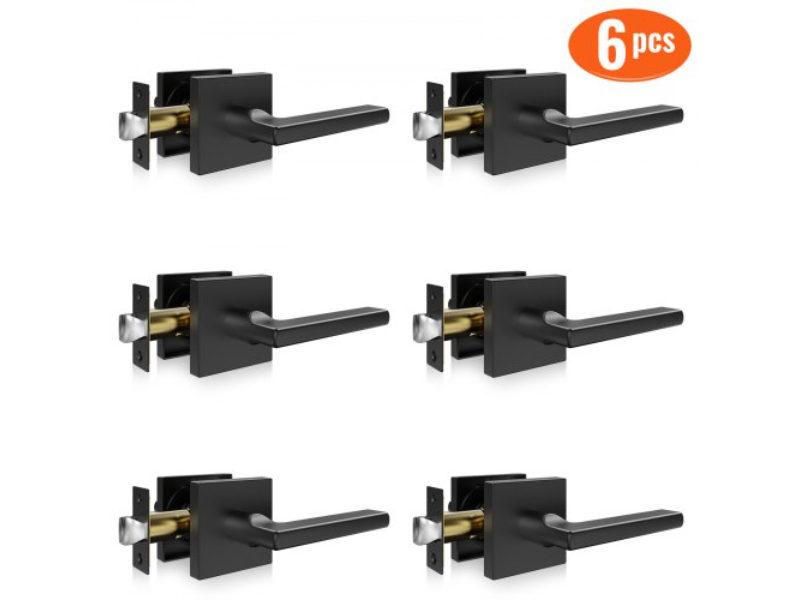 TDMJSBSFX6J0HHOBRV0 Passage Door Handle Interior Reversible Lever, Matte Black - Pack of 6