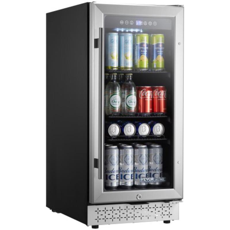 Picture of Vevor SYPJYLJQRS157A5Z5V1 Beverage Refrigerator Cooler, 88 Can Mini Soda Beer Cooler Fridge Glass Door