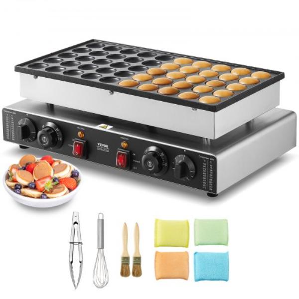 Picture of Vevor SYJBJDP50KF0N6CCCV1 43 mm 1700W Mini Dutch Pancake Maker Commercial Dorayaki Baker, Silver - 50 Piece