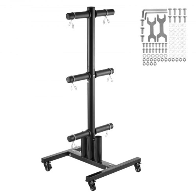 Picture of Vevor SJFXYGJ6ZZPKDPJKPV0 Vertical Weight Plate Rack Home Gym Barbell Storage with Wheels&#44; 1000 lbs