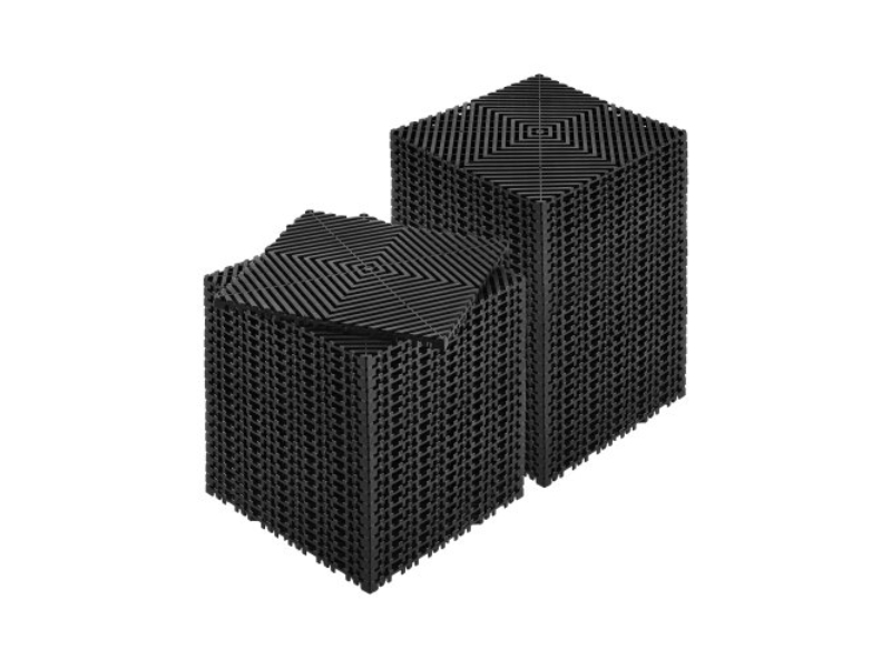 12 x 12 in. Interlocking Drainage Mat, Modular Cushion Durable PP Material, Non-Slip Floor Tile & Shower, Black - 50 Piece