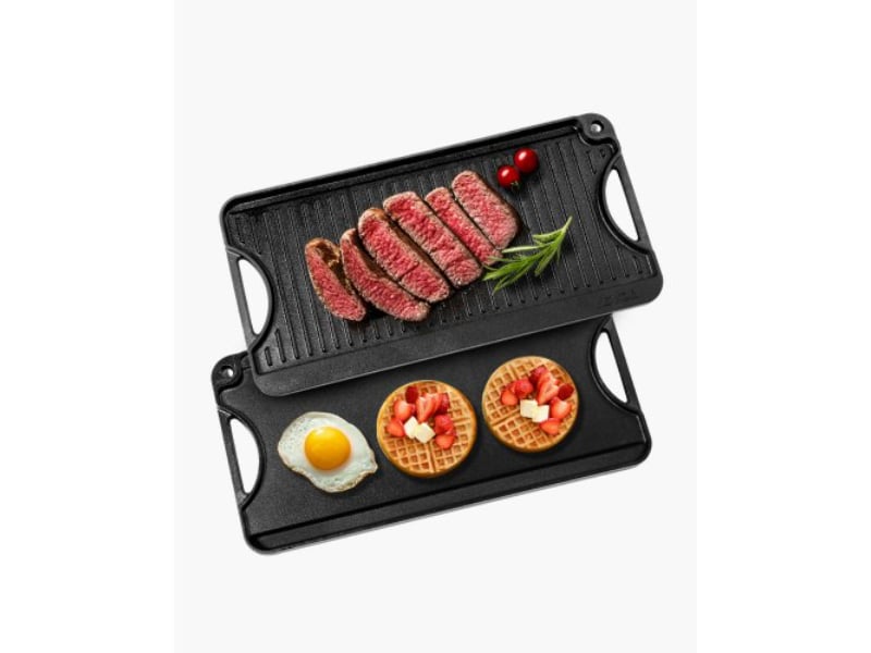 Picture of Vevor SMJP2010INCHFUIXPV0 20 x 10 in. Reversible Grill Griddle Pre-Seasoned Rectangular BBQ Pan - Cast Iron
