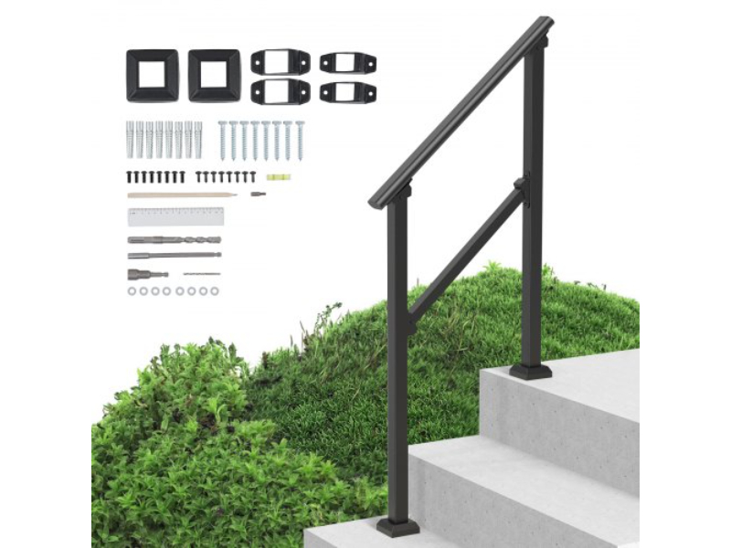 Picture of Vevor FGDHGZLSLZFSFYEP9V0 2-3 Handrails for Outdoor for Seniors Porch Deck Square Tube Steel - Black