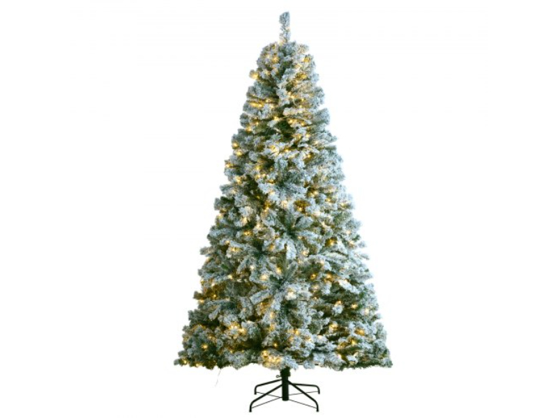 Picture of Vevor RZSDSZRSDSDSMEDSNV1 7.5 ft. Prelit Flocked Christmas Tree with 550 LED Lights - 1346 Tip