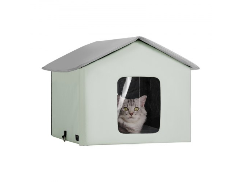 Picture of Vevor FWSBYMBHSNJB0APUQV1 Cat House Foldable Kitty Shelter with Heated Pad - Green - Middle