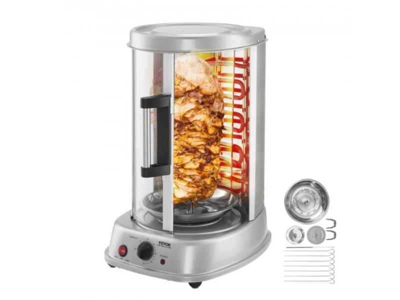 LSKRJ20LDRSXOZO8UV1 Stainless Steel Shawarma Vertical Gyro Rotisserie Doner Grill Machine - Silver