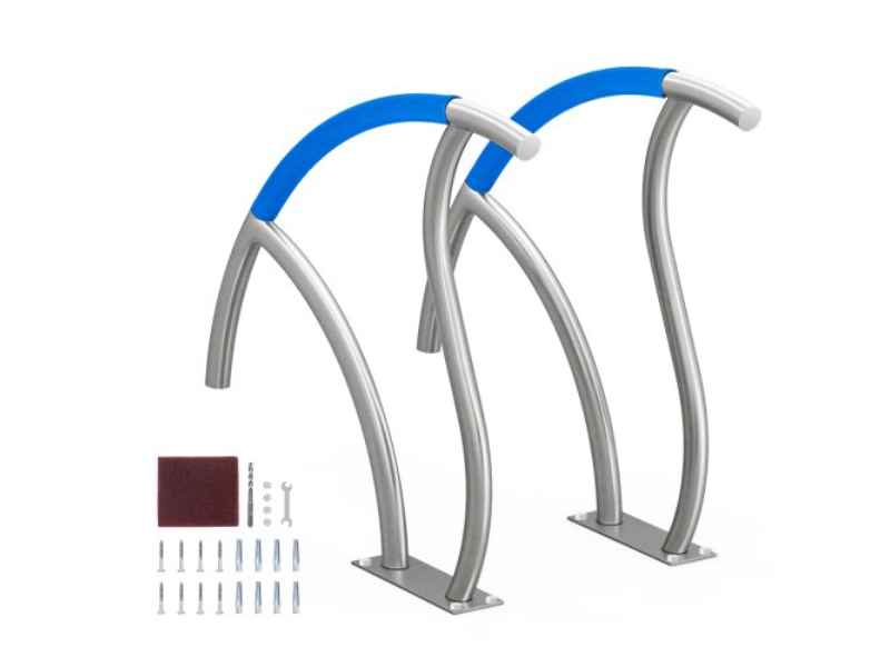 BXGYCFSDDB30FQ827V0 30 x 30 in. Pool Handrail Stainless Steel with Base Plate for Spas, Silver & White - 2 Piece
