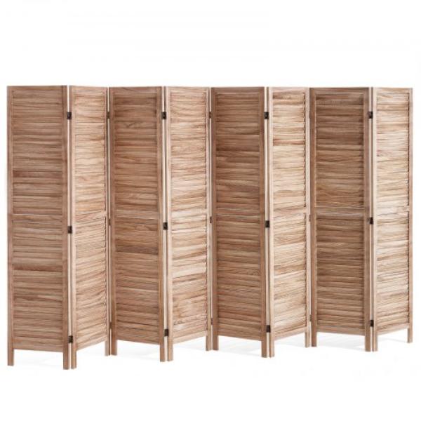 MZPF8MBWGBOSKOST4V0 8 Panel Wood Folding Privacy Screen Room Divider - Wood