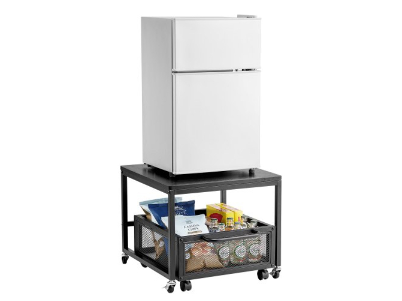 Picture of Vevor DTCKMNBXZJ1C30NWZV0 198 lbs Mini Fridge Stand with Storage Cart & Swivel Wheels, Black