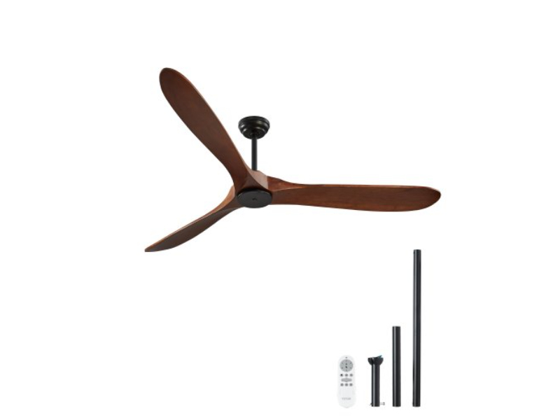 WDDS72INCHSMHZFUGV6 72 in. Wood Blade Ceiling Fan without Light - Remote Control Reversible DC Motor, Walnut