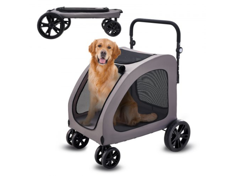Picture of Vevor CWTCDHK4QSHD3F05MV0 160 lbs Weight Capacity Portable 4-Wheels Dog Stroller Carrier - Dark Gray