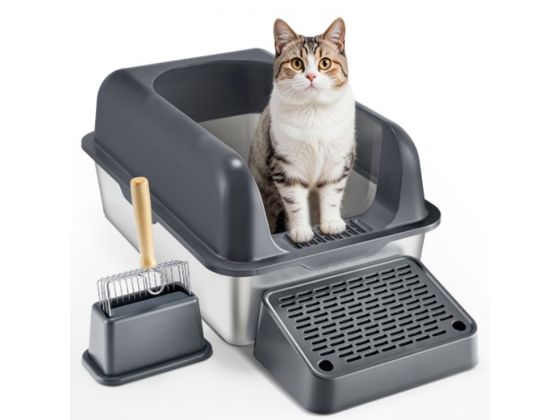 Picture of Vevor BKFSMSPSHSBX1JXH4V0 6 in. Deep Cat Odor-Free Litter Box with Filtering Foot Board&#44; Dark Gray