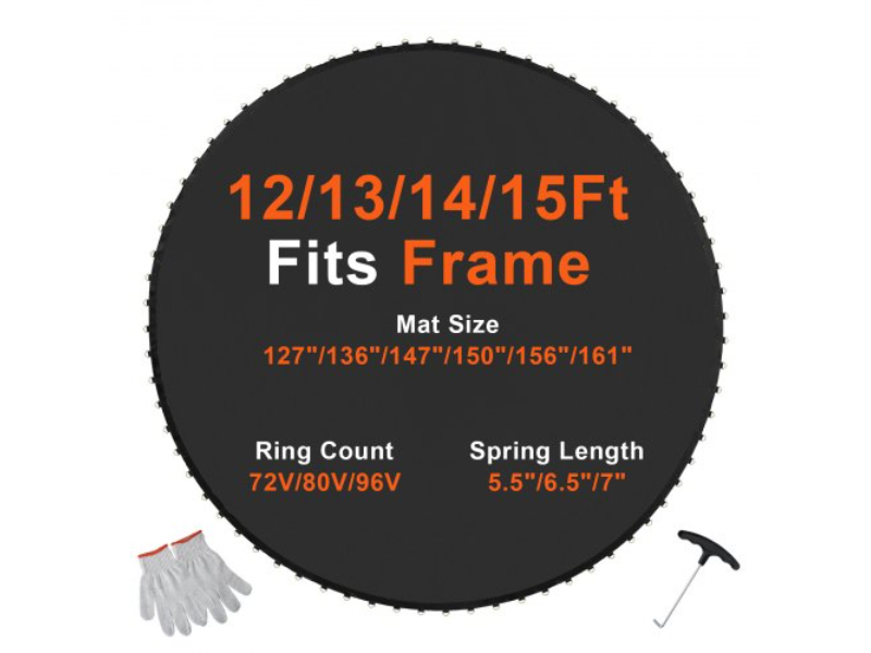 YXBCTD12YC72R0QTWV0 Replacement Trampoline Mat for 12 ft. Frame 72 V-Rings & 5.5 in. Spring Length