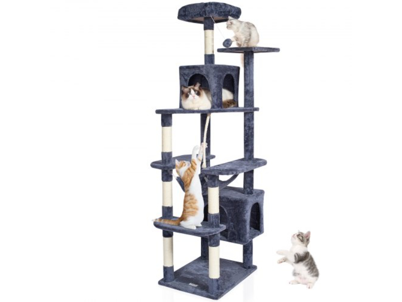 Picture of Vevor DXSMS9C2FSH07AJXKV0 72 in. Cat Tree Tower with 2 Cat Condos Sisal Scratching Post&#44; Dark Gray