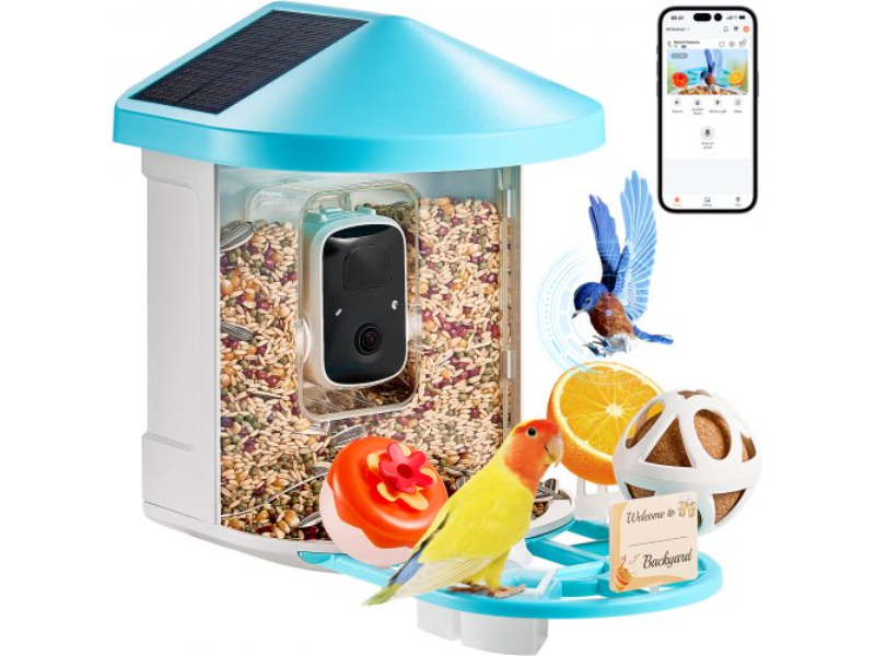 Picture of Vevor DSXTDWNQWDCM68Z6HY3 Solar Powered Smart Bird Feeder with Camera AI Identify 10000 Plus Species