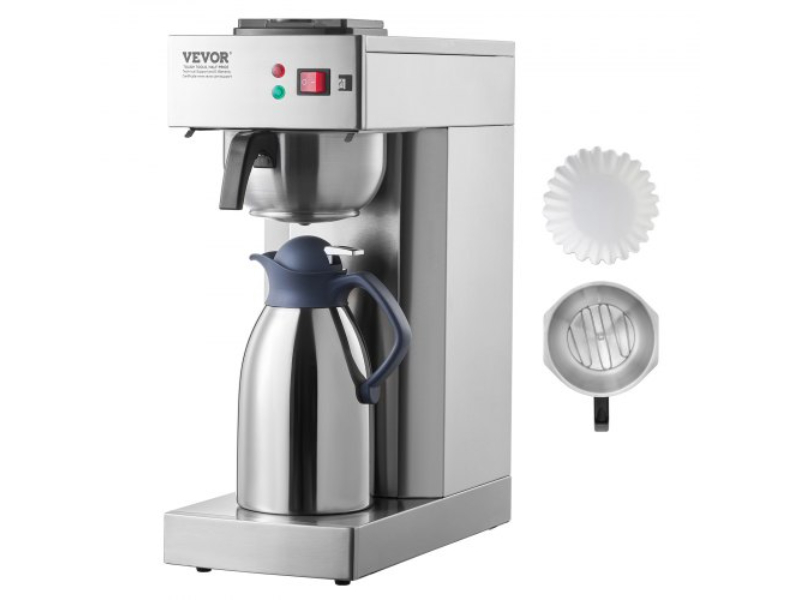 Picture of Vevor BWHSYMSKFJWRZRIP4V1 12 Cups Commercial Drip Coffee Maker with Thermal Carafe Restaurant Office Cafe