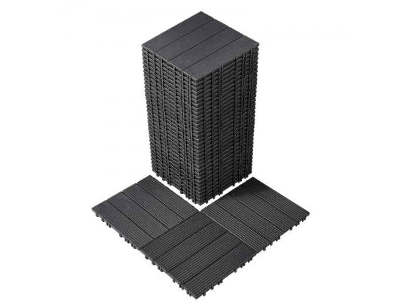 HDDBSL4TBTSHLH4POV0 12 x 12 in. Interlocking Deck Tiles - Plastic for Porch, Dark Gray - Pack of 36