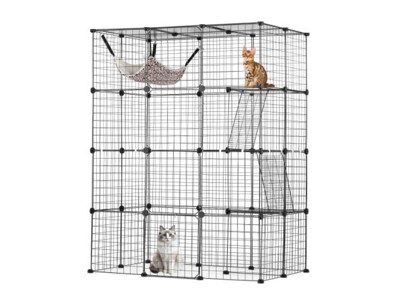 Picture of Vevor PJSMBSL41W28VMGOSV0 41 x 28 x 55 in. 4 Tier Metal Wire Cat Cage with Hammock - Large - Black