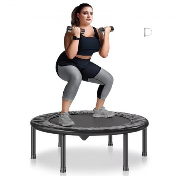Picture of VEVOR YXJSBC36YCBD7MNVKV0 36 in. Foldable Mini Fitness Trampoline Adults Indoor Exercise Rebounder - Black & Green