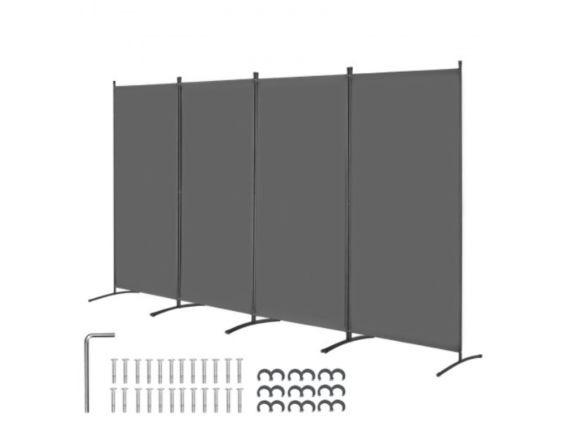 BLFWFGQ4MB34GAOCTV0 4 Panel Folding Privacy Screen & Portable Partition Divider for Room Separation, Gray