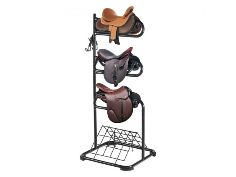 Picture of Vevor MAJLS3030685HTNTLV0 Freestanding 3 Tier English & Western Saddle Rack - Black