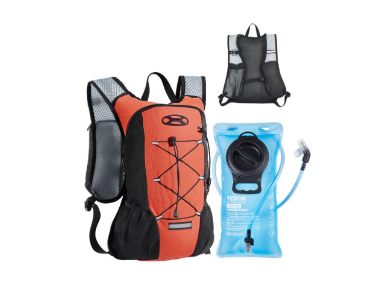 QBKSDBCS0000RNTR2V0 2 Liter Lightweight Hydration Pack Backpack - Water Bladder Cycling, Hiking & Running - Black & Orange