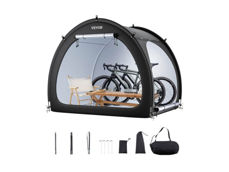 Picture of Vevor SXZXCP5675FTAJLWBV0 4-5 Bike Fan Shaped Dual-Door Storage Tent for Outdoor - Black