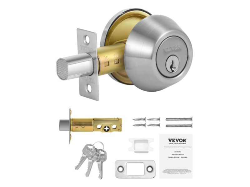 YTWGSSYS500G88TXOV0 Round Single Cylinder Deadbolt Lock with 3 Keys - Keyed 1 Side, Silver & Satin Nickel