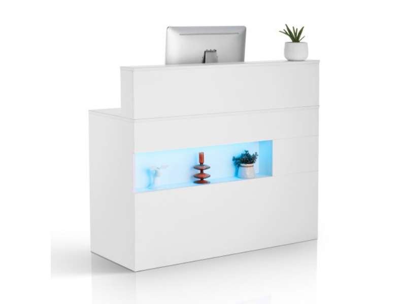YBQTJX2CDCCJLMDCYV1 47.24 in. Reception Desk Rectangular Front Counter Office Table - White