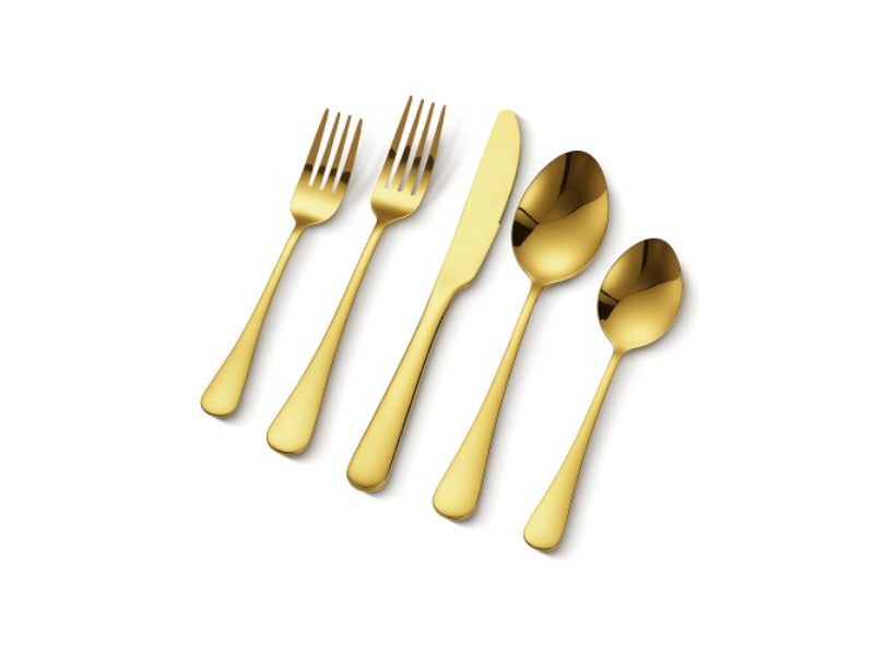 Picture of Vevor 430BXGCJTZ1061WT7V0 Silverware Set Cutlery Flatware Utensil Kitchen for 20, Gold - Stainless Steel - 100 Piece