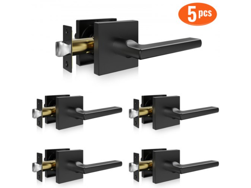 TDMJSBSFX5J0WEWA5V0 Passage Door Handle Interior Reversible Lever, Matte Black - Pack of 5